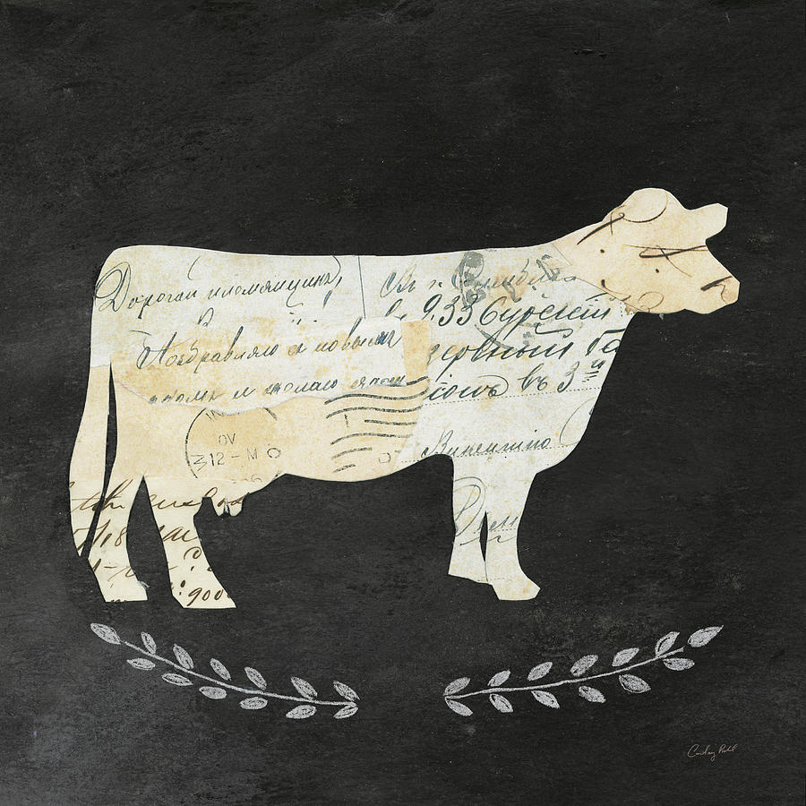 Animal Painting - La Vache Cameo Sq No Words by Courtney Prahl