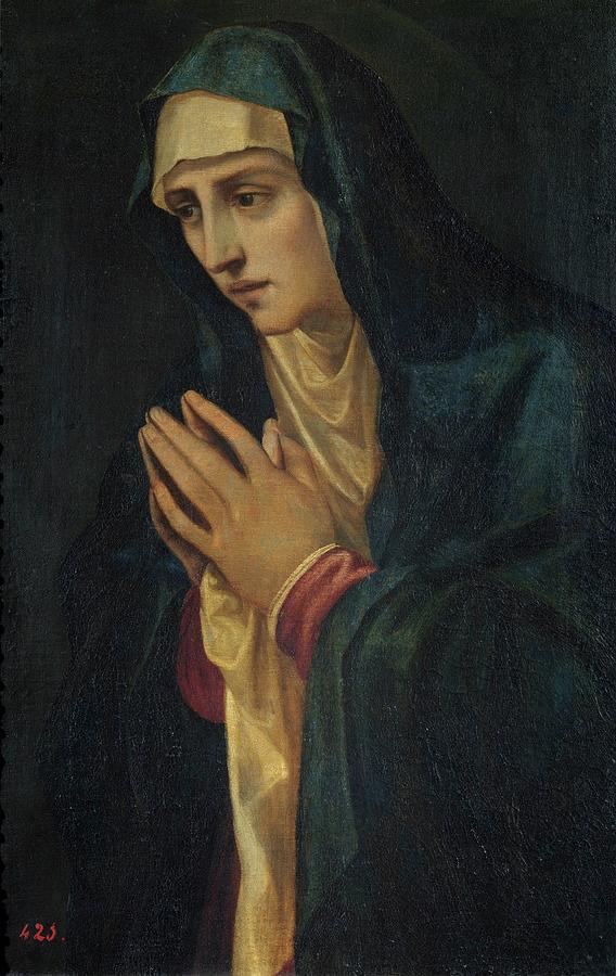 La Virgen en contemplacion, 16th century, Italian School, Canvas... Painting by Titian -c 1485-1576-