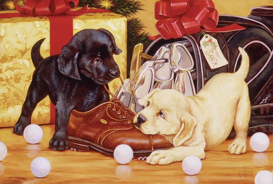 Holiday Painting - Lab Golf by Christopher Nick