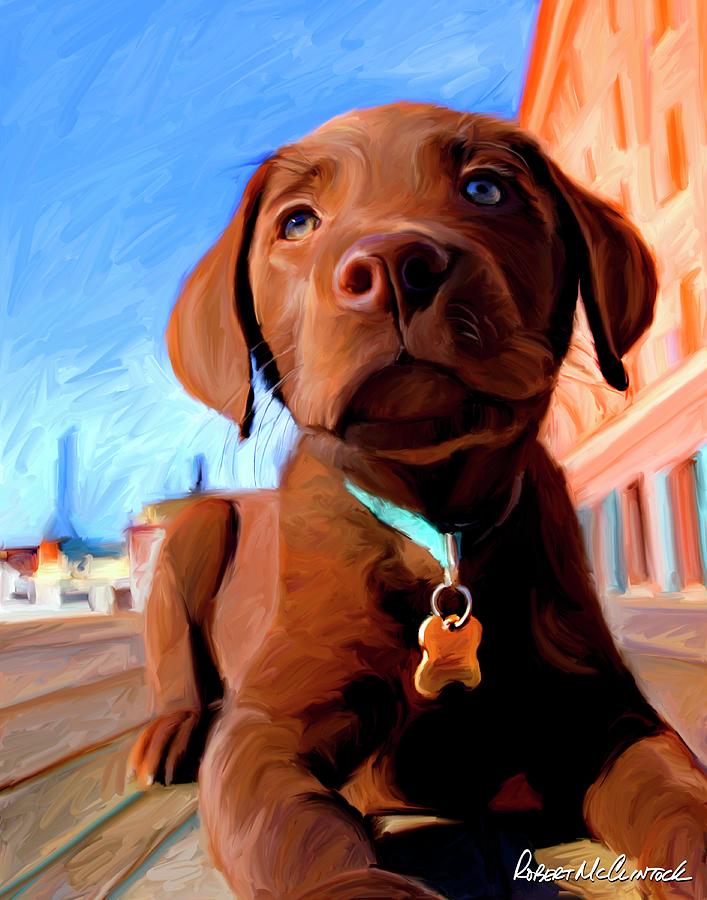 Dog Painting - Lab Puppy by Robert Mcclintock