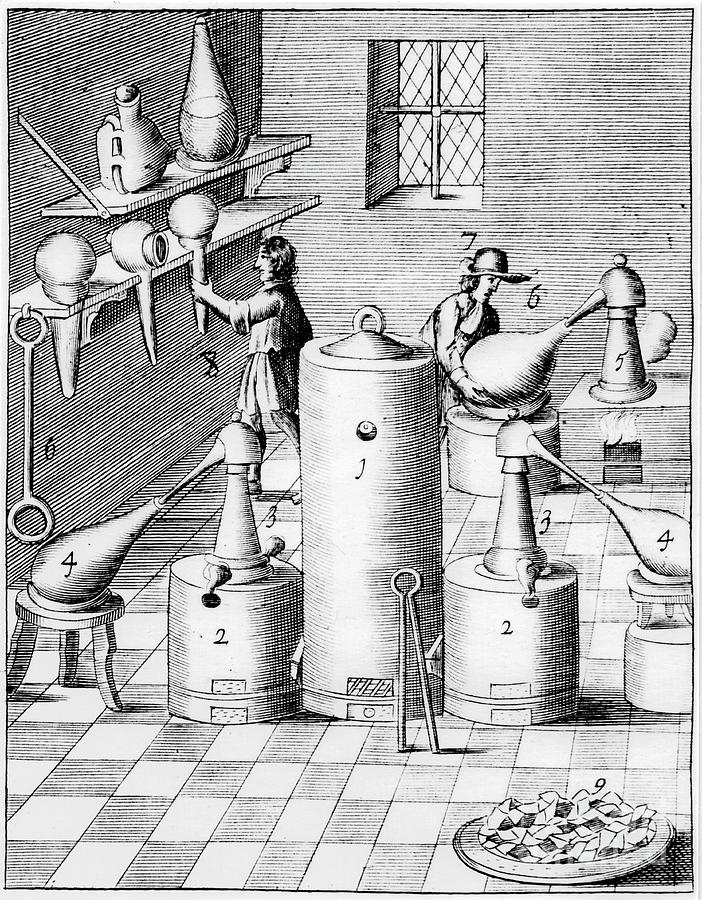 Laboratory For Refining Gold Drawing by Print Collector