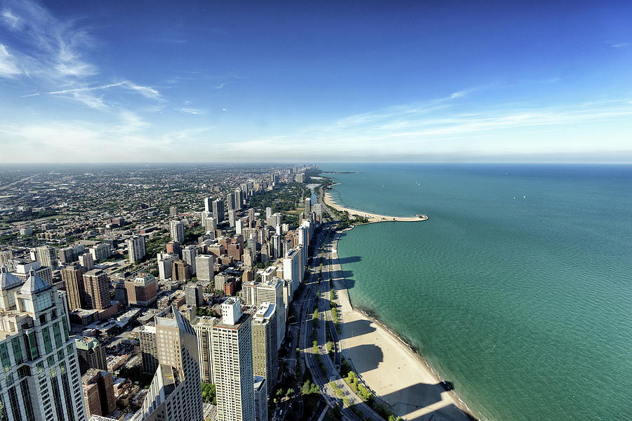 Lac Michigan Et Chicago Photograph by Photo By Claude-olivier Marti