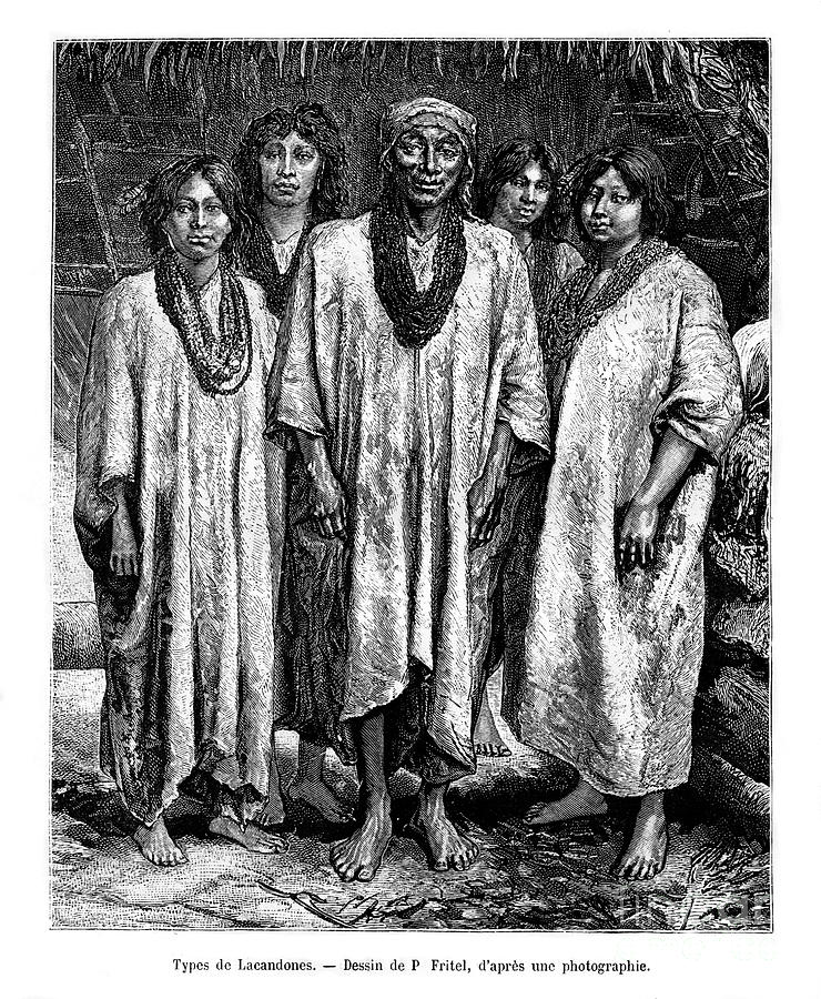 Lacandon People, 19th Century. Artist Drawing by Print Collector
