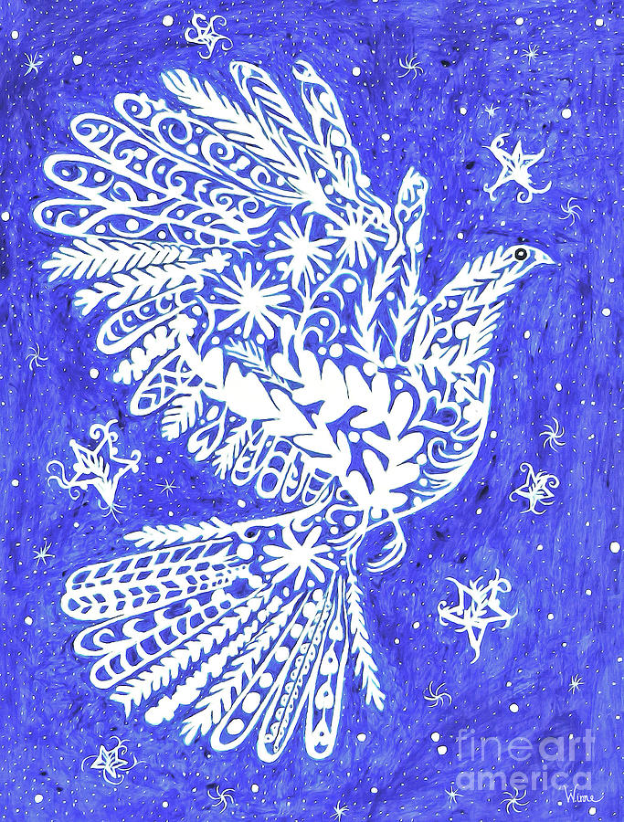 Lacey Bird and Stars Painting by Lise Winne