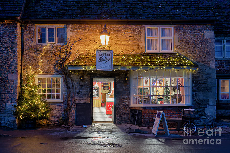 Lacock Bakery at Christmas Photograph by Tim Gainey