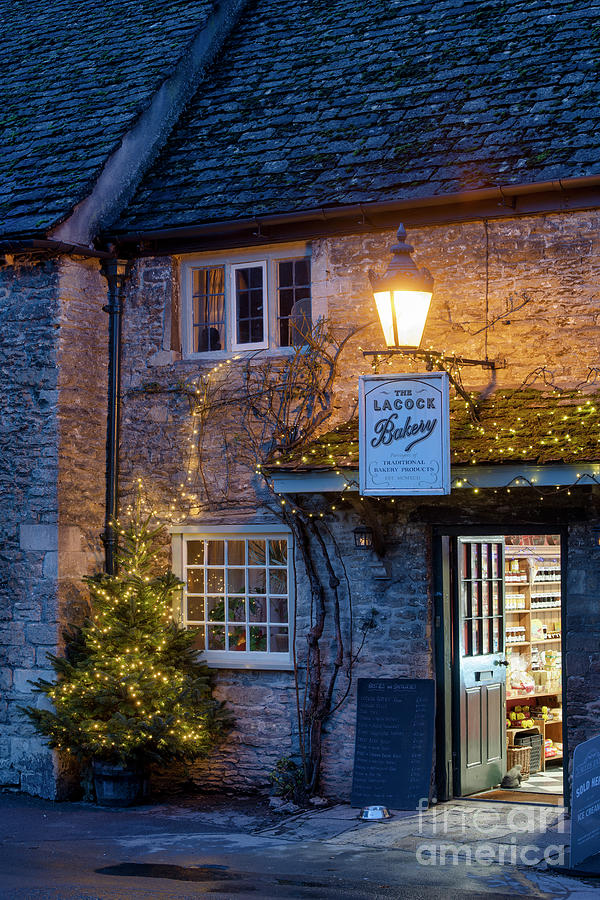 Lacock Bakery at Christmas time Photograph by Tim Gainey