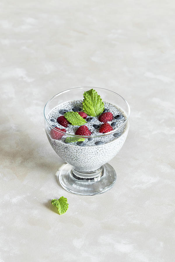 Lactose Free Chia Seed Pudding With Berries Photograph by Alla Machutt