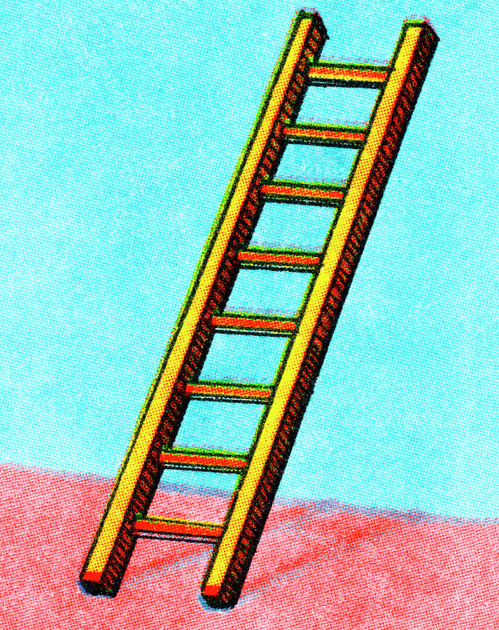 Vintage Drawing - Ladder Leaning on Wall by CSA Images