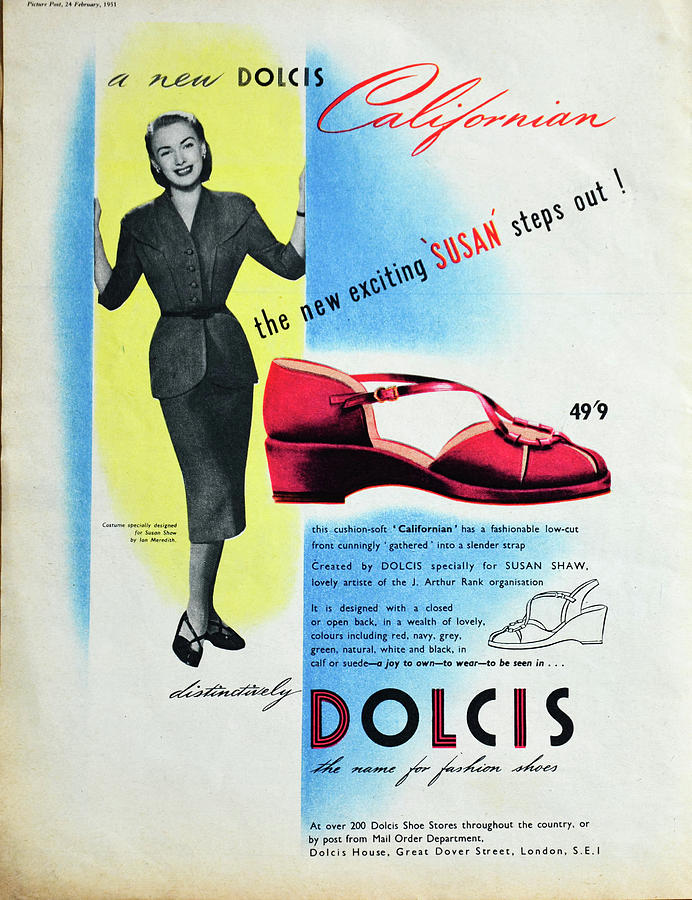 Ladie shoes. Vintage advert, 1951 Photograph by Neil Wraight - Fine Art ...