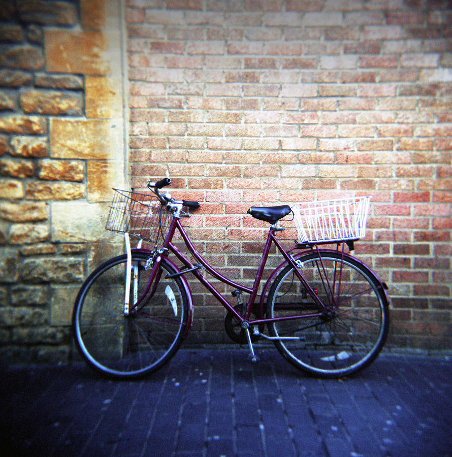 Ladies Bicycle With Two Baskets Photograph by James Arnold