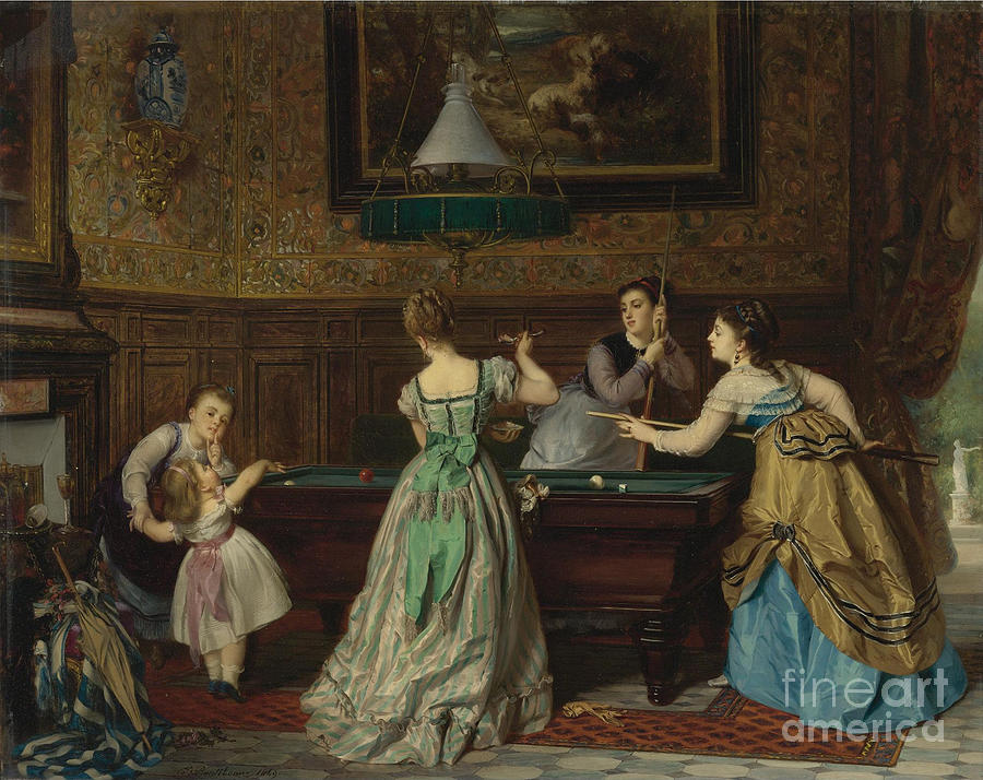 Ladies Playing Billiards, 1869 Drawing by Heritage Images
