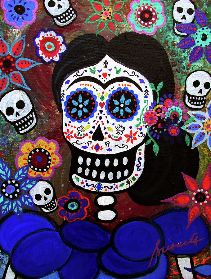 Halloween Painting - Lady Frida In Blue by Prisarts