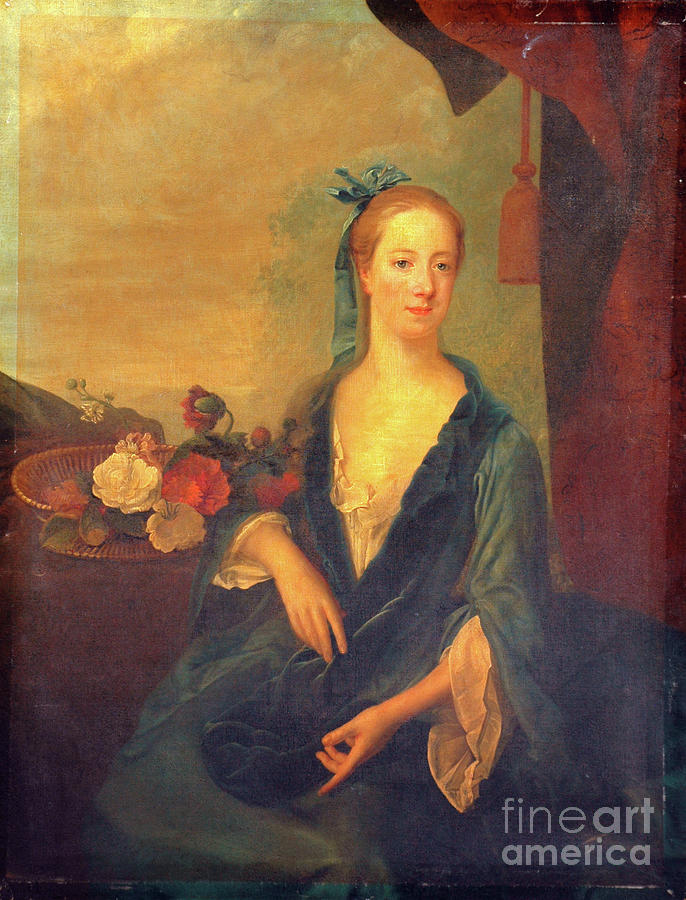 Lady In Blue, 1700 Painting by British School