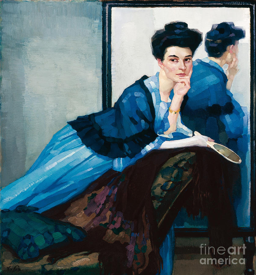 Lady In Blue Drawing by Heritage Images