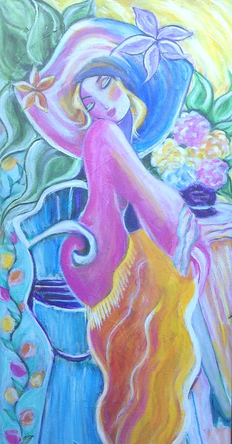 Lady in Flowered Hat Painting by Anya Heller