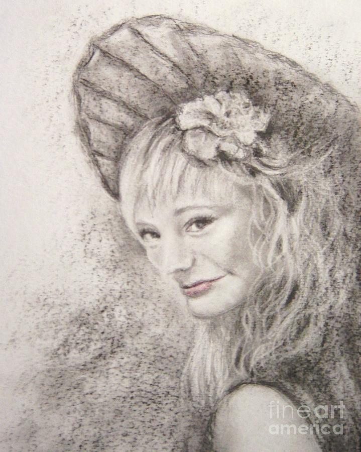 Flower Drawing - Lady in Hat by Vicki Wynberg