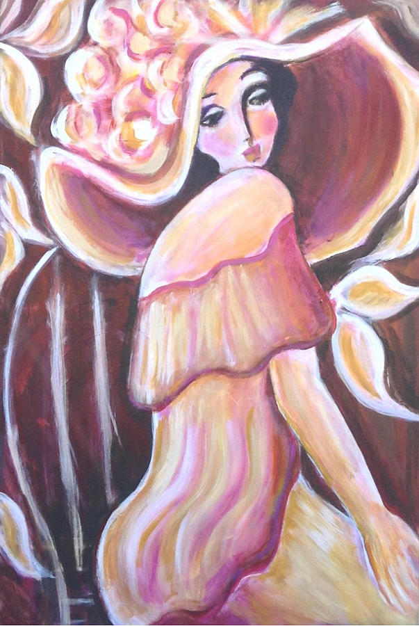 Lady in Orange Hat Painting by Anya Heller