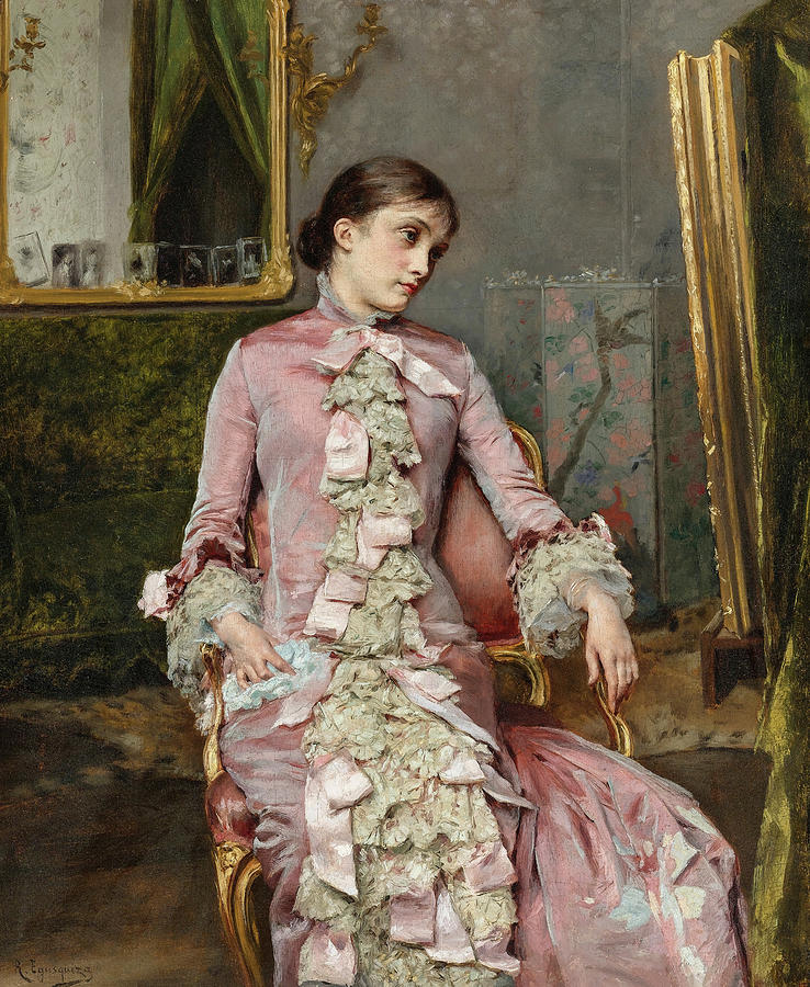 Duke University Painting - Lady In Pink, 19th century by Rogelio de Egusquiza