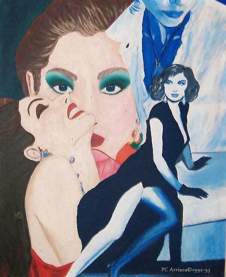 Lady in Red, Lady in Blue Painting by Pamela Strauss-Arriaza