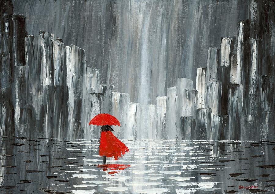 Lady In Red Painting - Lady in Red by Shankar Kashyap