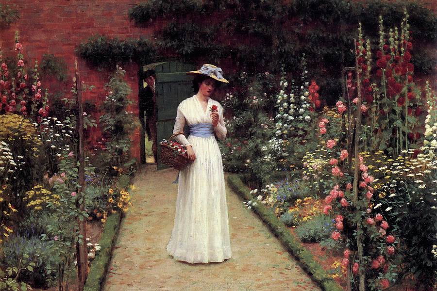 Lady in the Garden Painting by Edmund Blair Leighton