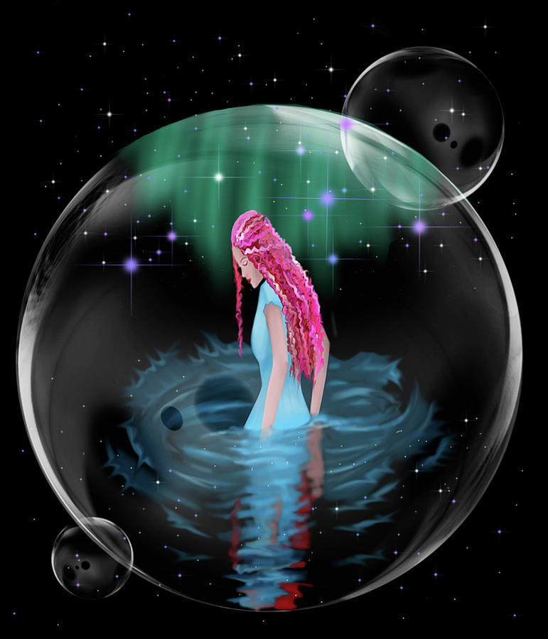 Space Painting - Lady In The Lake 2 by Stephanie Analah