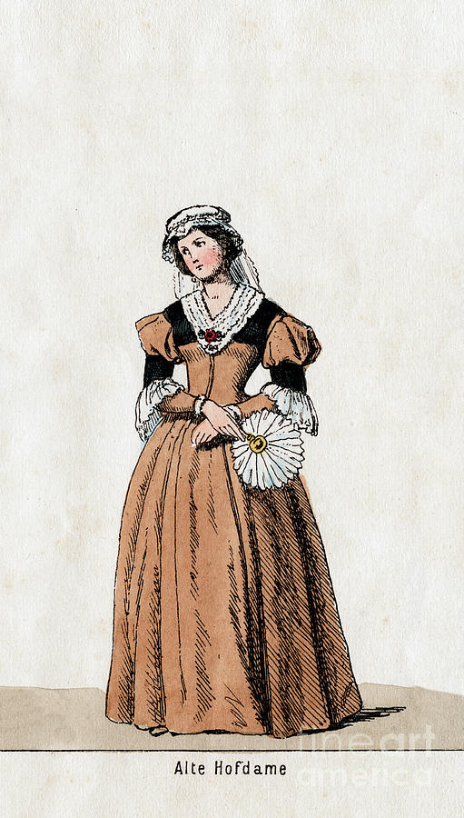 Lady-in-waiting, Costume Design Drawing by Print Collector