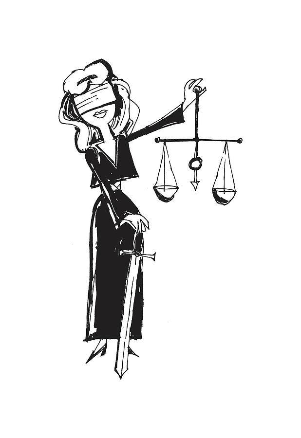 Black And White Drawing - Lady Justice, Justitia by CSA Images