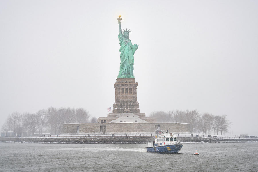 Lady Liberty Snowbound Photograph by Kenneth Everett