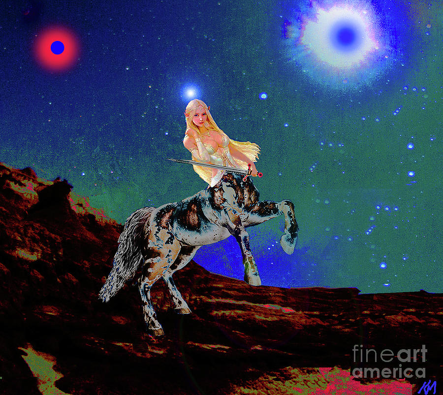 Centaur Mixed Media - Lady Centaur Warrior by Konnor McCloud