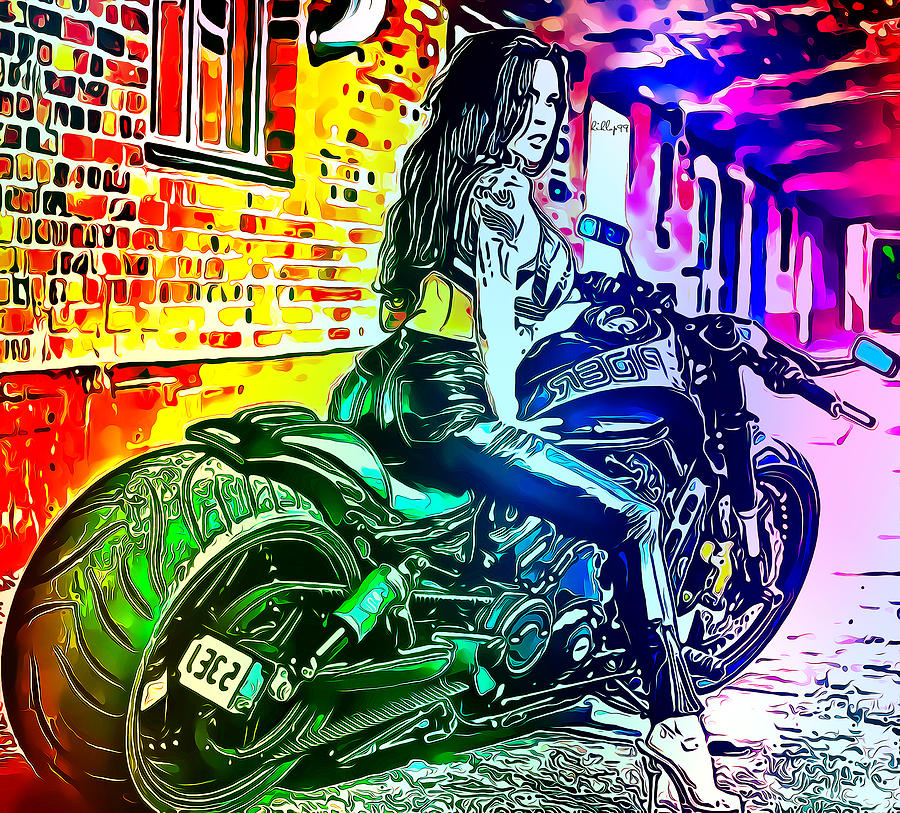 Lady on bike Digital Art by Nenad Vasic