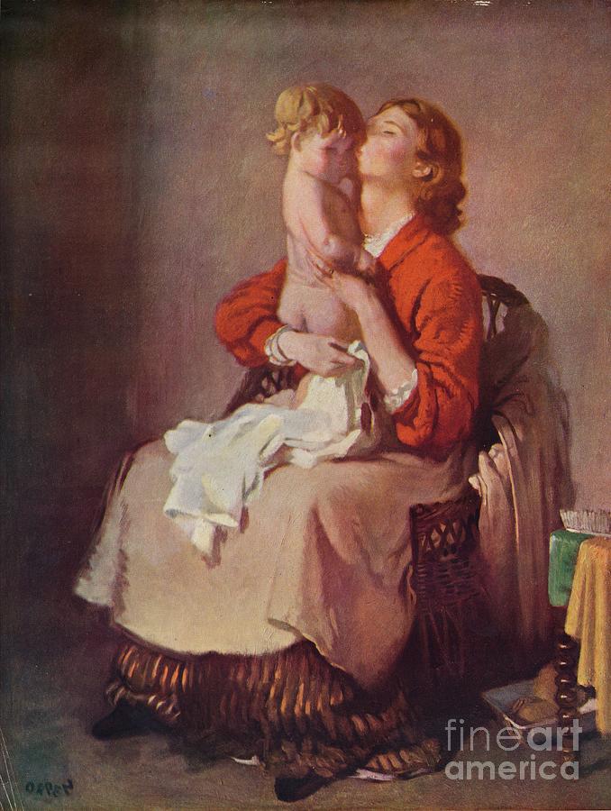 Lady Orpen And Child Drawing by Print Collector