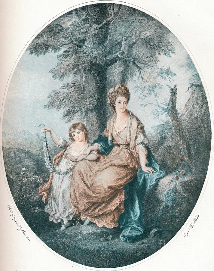 Lady Rushout And Her Daughter, 1784 Drawing by Print Collector