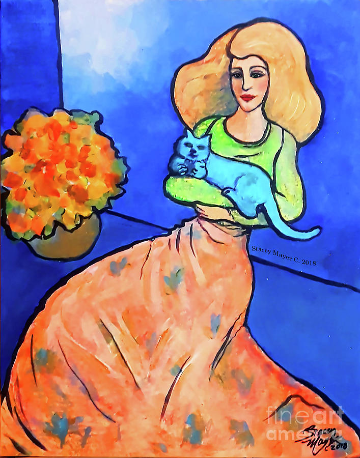 Lady with Blue Cat by Stacey Mayer Lady with Blue Cat by Stacey Mayer