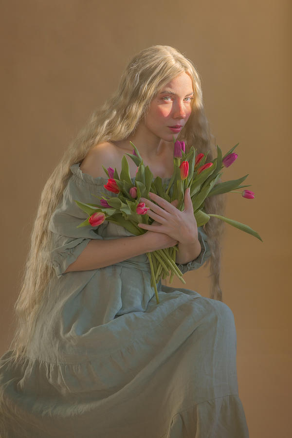Lady With Flowers Photograph by Michaela Durisova