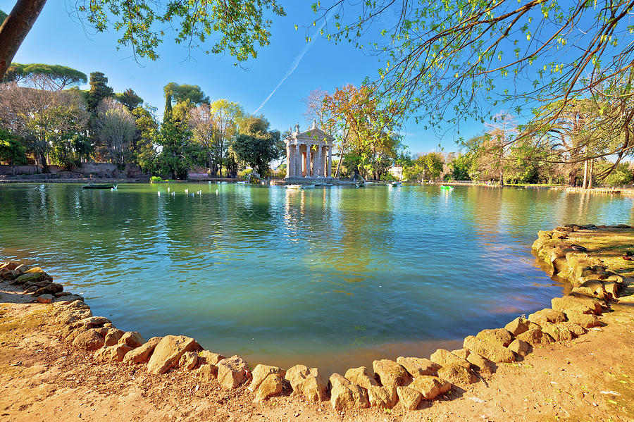 Laghetto Di Borghese lake and Temple of Asclepius in Rome Photograph by ...