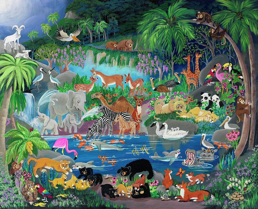 Animal Painting - Lagoon #1 ?playmates? by Carol Salas