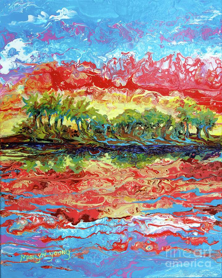 Landscape Painting - Lagoon Sunset by Marilyn Young