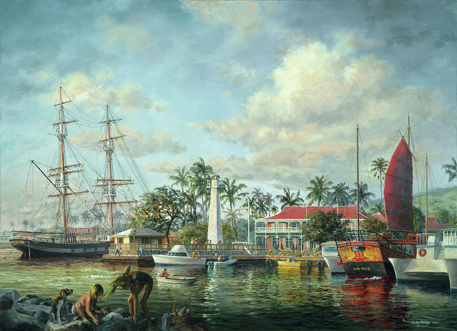 Transportation Painting - Lahaina Waterfront, Maui by Nicky Boehme