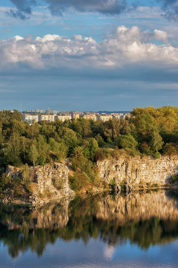 Lake and Cliff in Zakrzowek Reservoir in Krakow  Photograph by Artur Bogacki