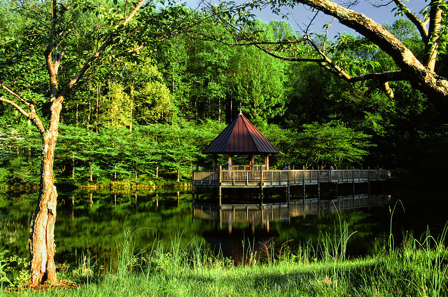 Lake and Gazebo on a Spring Afternoon Photograph by Steve Ember