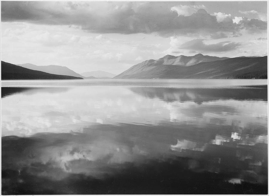 Lake and mountains McDonald Lake Glacier National Park Montana. 1933 - 1942 Painting by Ansel Adams