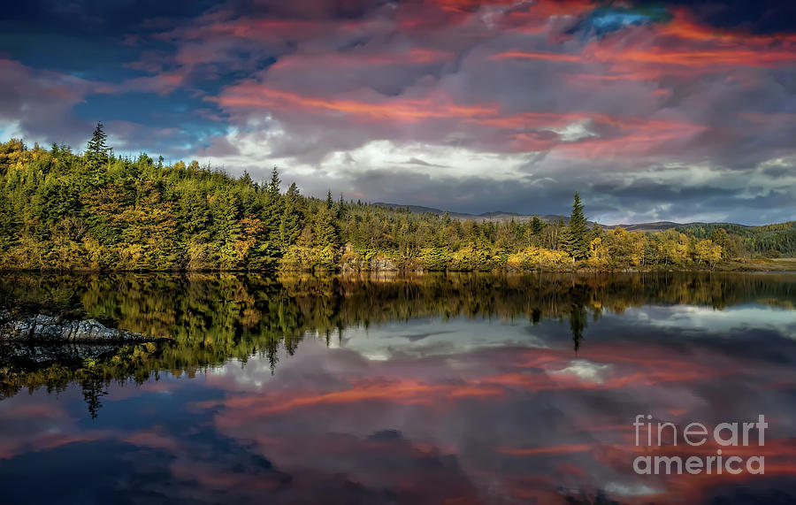 Fall Photograph - Lake Bodgynydd Sunset by Adrian Evans