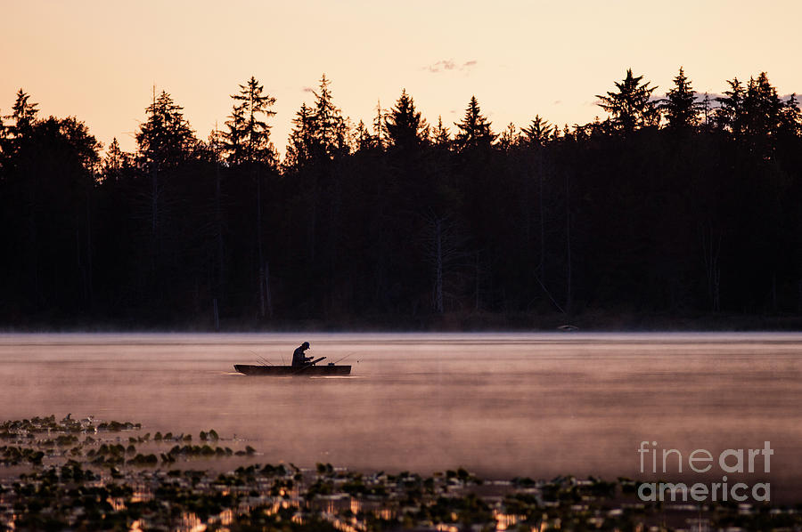 Inspirational Photograph - Lake Cassidy Sunrise with Fisherman by Jim Corwin