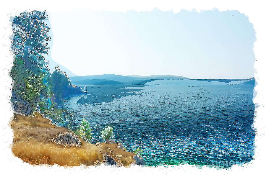 Lake CdA Digital Watercolor 1 Digital Art by Matthew Nelson