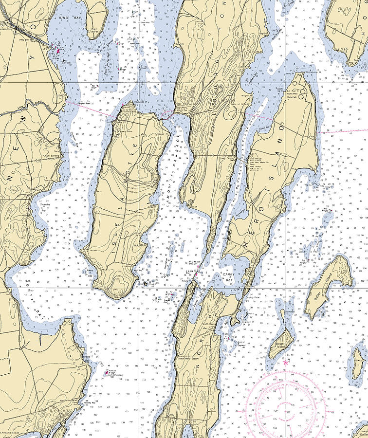 Lake Champlain lake Champlain Nautical Chart _v4 Mixed Media by Sea