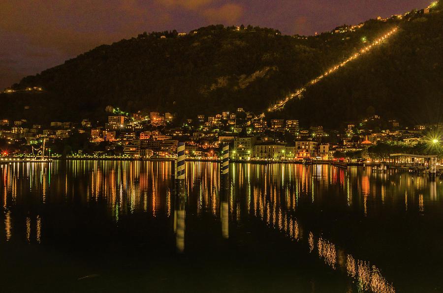 Lake Como at Night Photograph by Douglas Wielfaert
