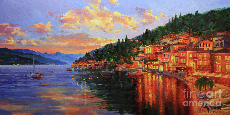 Lake Como Sunset  Painting by Gary Kim
