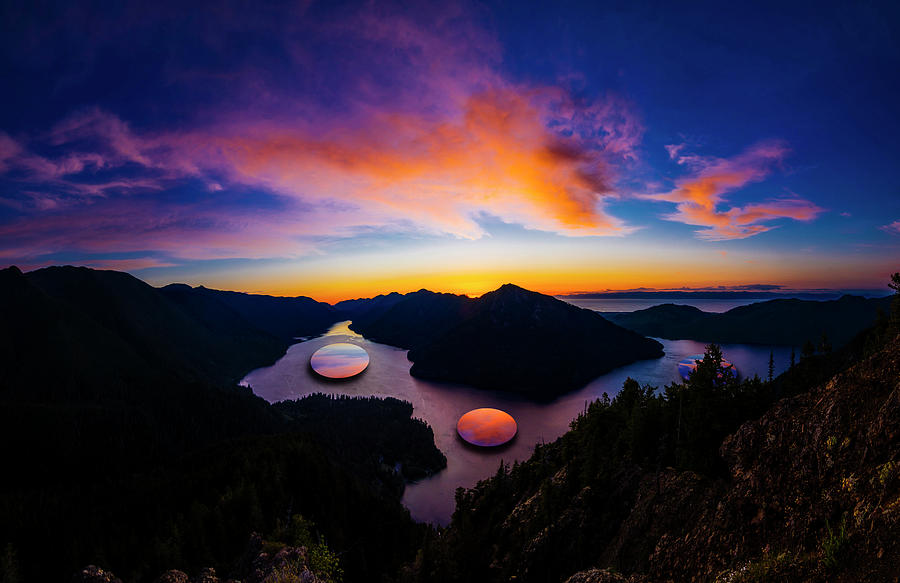 Lake Crescent Sunset Mirrors Digital Art by Pelo Blanco Photo
