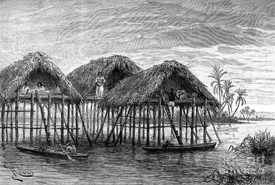 Black And White Drawing - Lake Dwellings Of Santa Rosa by Print Collector